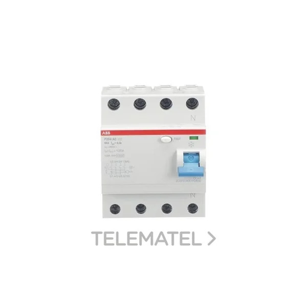 Interruptor diferencial residencial/terciario F204AC-63/0,1 4P 63A tipo AC 100mA 2CSF204001R2630