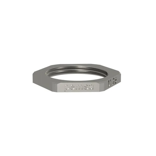 Tuerca metálica TCM para tubos sistema Pemsaflex, PG16 acabado niquelado. 40010016